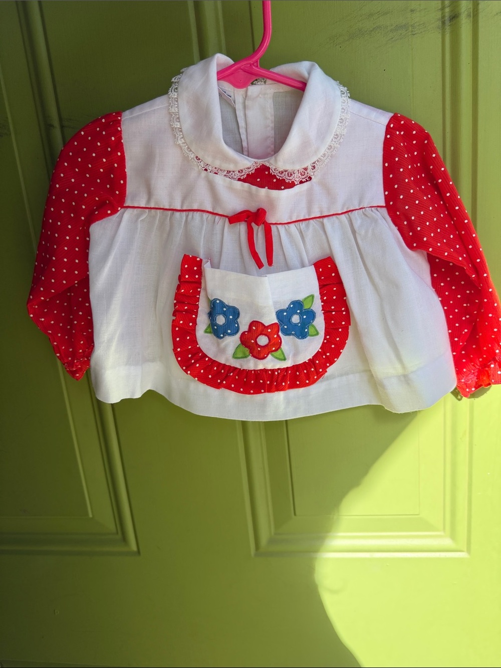 Vintage red & white babydoll cut dress